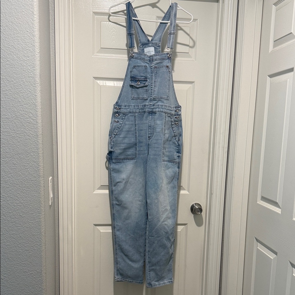 Celebrity Pink Light Wash Denim Overalls